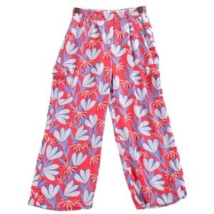 Vince Camuto Kids Floral Cargo Pants Red Blue Pink Rayon Wide Leg Size 8